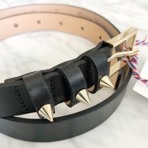 NWT Maison Boinet Leather Belt w/ Gold Spike Studs